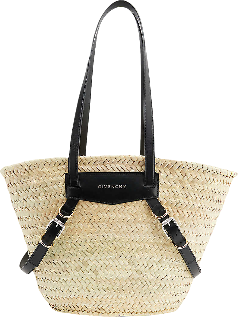 Givenchy Voyou Raffia Basket Bag in Black and Natural 