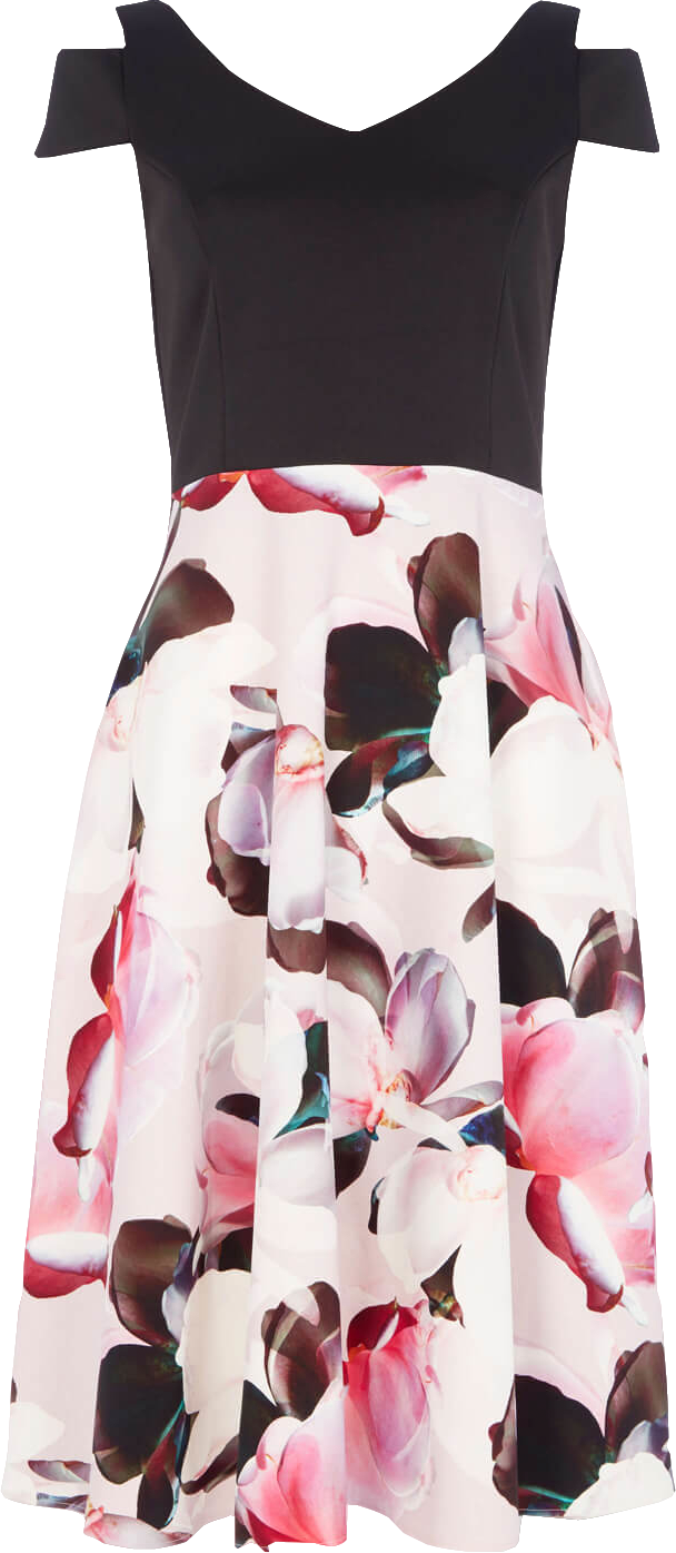 ROMAN ORIGINALS Black Fit And Flare Print Skirt Dress BNWT UK 12