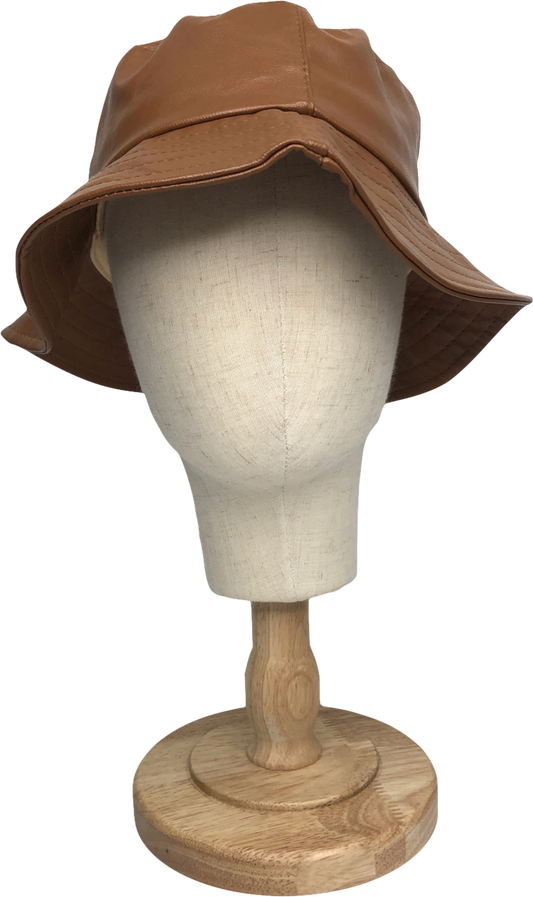 NA-KD Brown Faux Leather Bucket Hat BNWT One Size