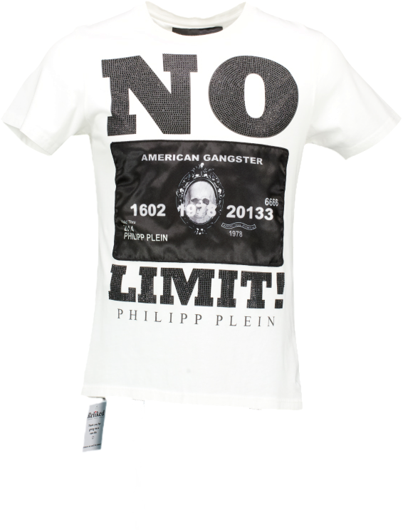 PHILIPPE PLEIN White Crystal Studded 'no Limit" UK L