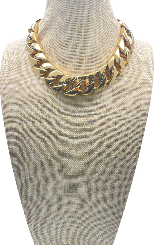 Yellow Gold 24k Plated Gold Chunky Chain Necklace