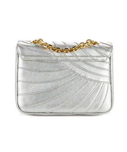 Celine Metallic Small Laminated Quilted Calfskin "C" Bag With Gold Hardware