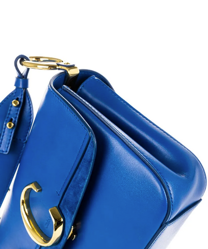 CHLOÉ “C” Blue Double Carry Bag Top Handle/Crossbody bag