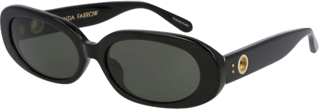 Linda Farrow Cara Oval Sunglasses In Black / Gold