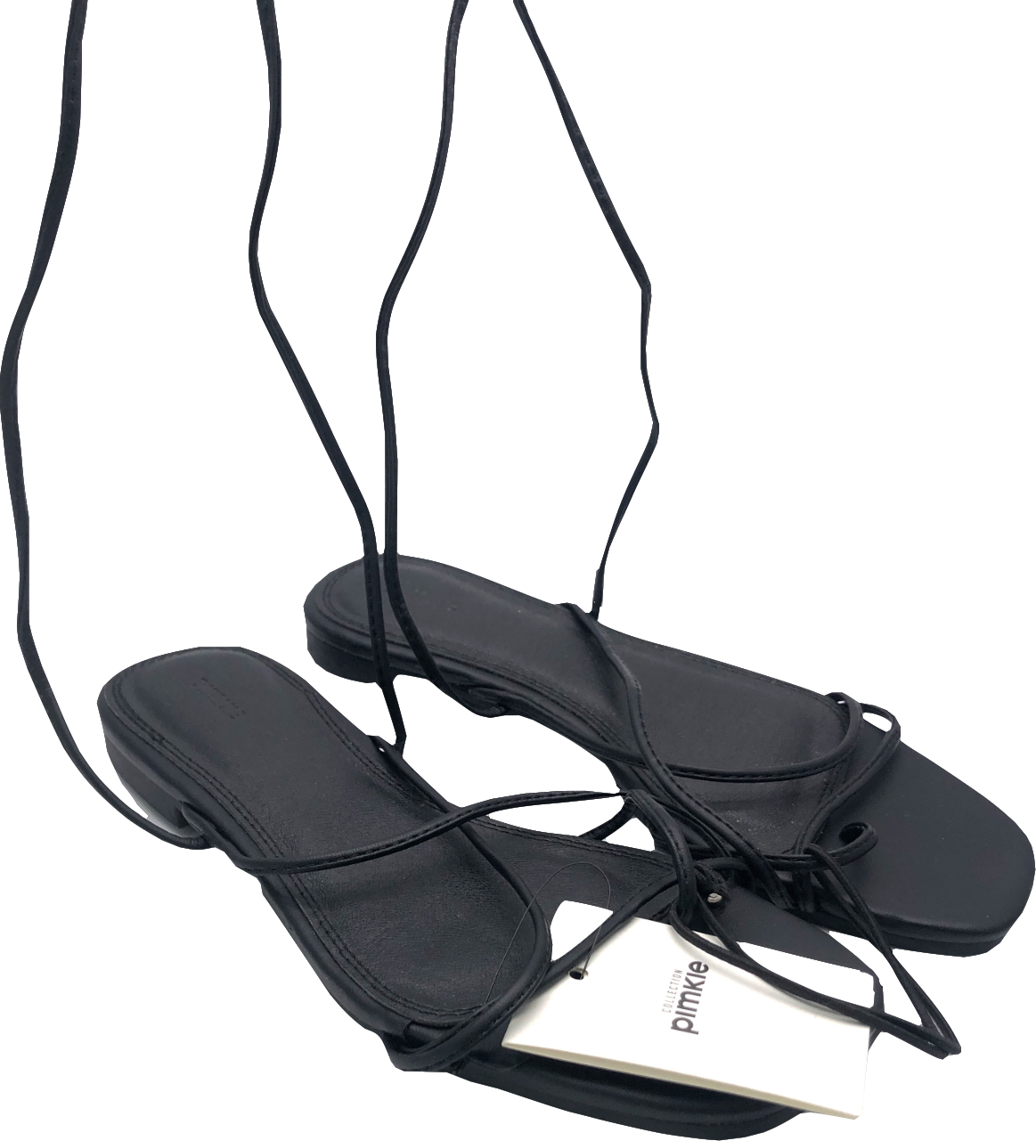 Pimkie Black Wrap Around Flat Sandals UK 3 EU 36 👠