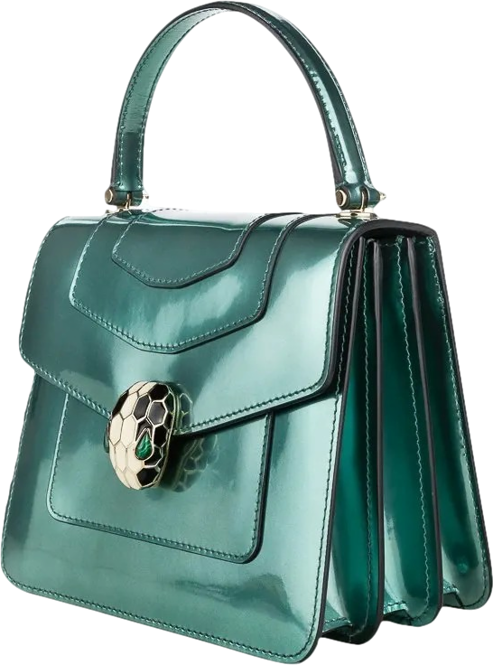 BVLGARI Green Polished Leather  Serpenti Forever Top-handle Bag