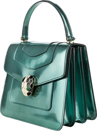 BVLGARI Green Polished Leather  Serpenti Forever Top-handle Bag