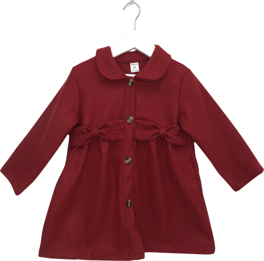 SHEIN Red Wool Look Coat With Bow Waistband 9-12 Months