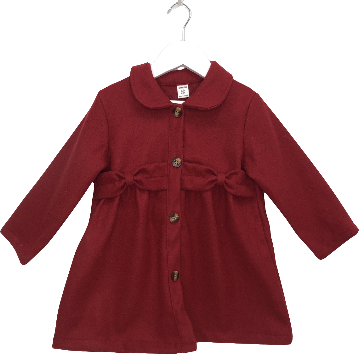Red Wool Look Coat With Bow Waistband 9-12 Months