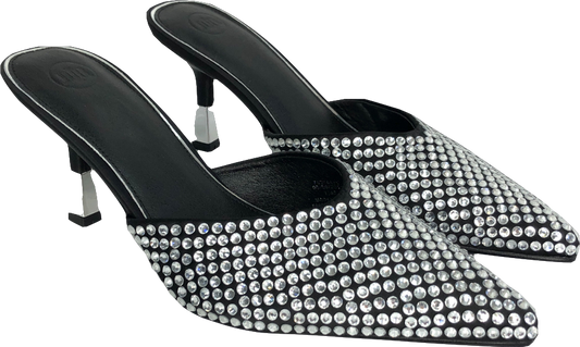 River Island Black Diamante Mule Court Shoes UK 7 EU 40 👠
