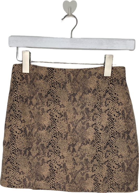 Vestique Brown Animal Print Mini Skirt UK S