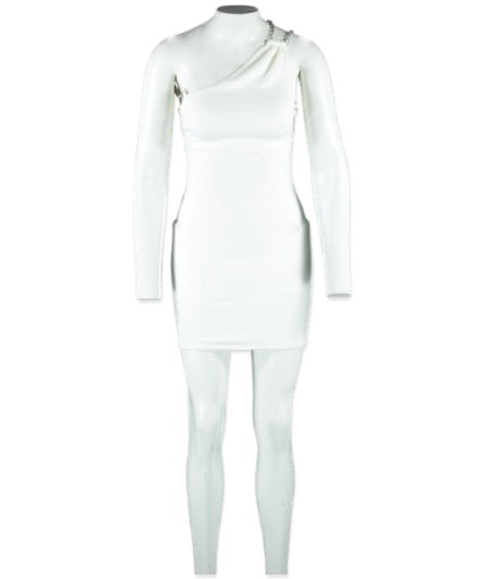 h:ours White Chain Strap Halterneck Mini Dress UK XXS