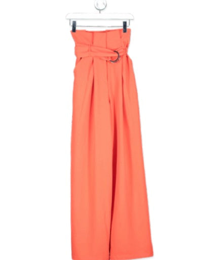 ASOS Red Tall Wide Legged High Waisted Trousers With Belt UK 4