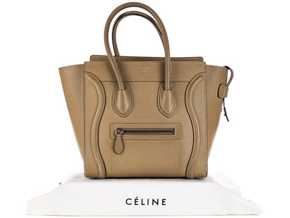 Celine Dune Beige Calfskin Micro Luggage Handbag with Silver hardware