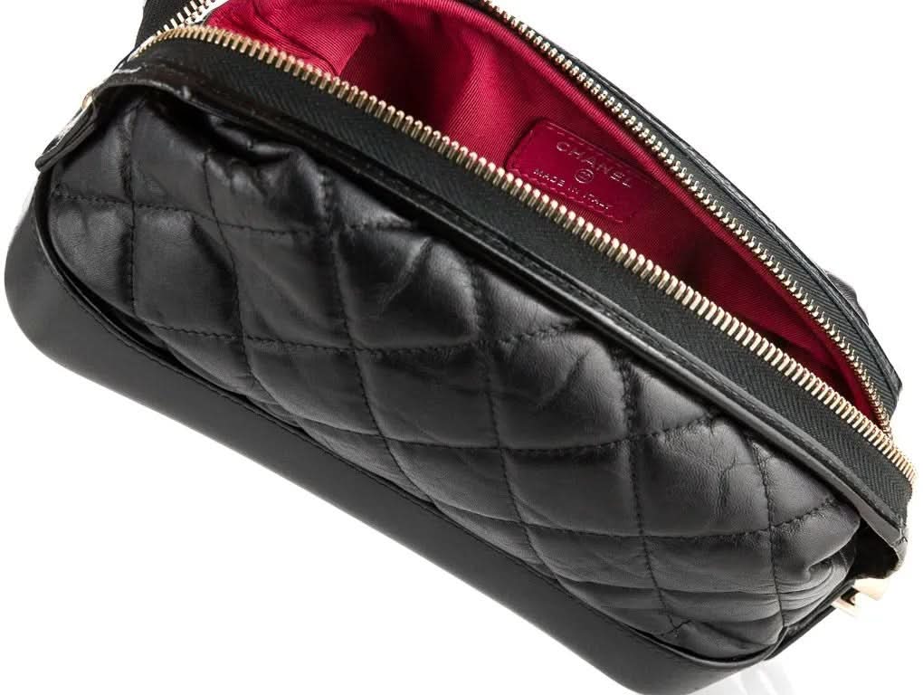 CHANEL Black Quilted Calfskin Quilted Gabrielle Cosmetic Case