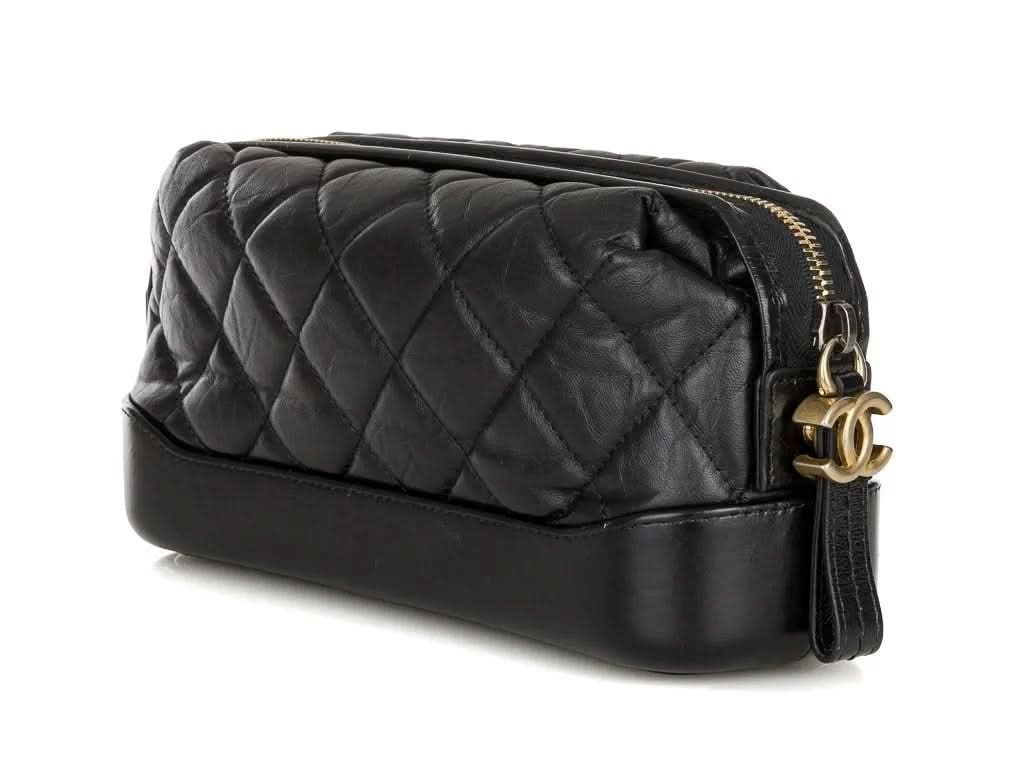 CHANEL Black Quilted Calfskin Quilted Gabrielle Cosmetic Case