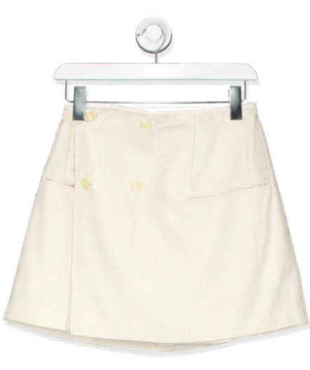 Wilvorst cream button wrap mini skirt UK S