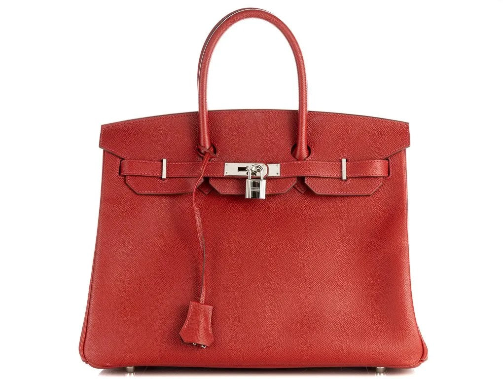 Hermès Birkin 35 Rouge Epsom Leather Handbag with Palladium Hardware