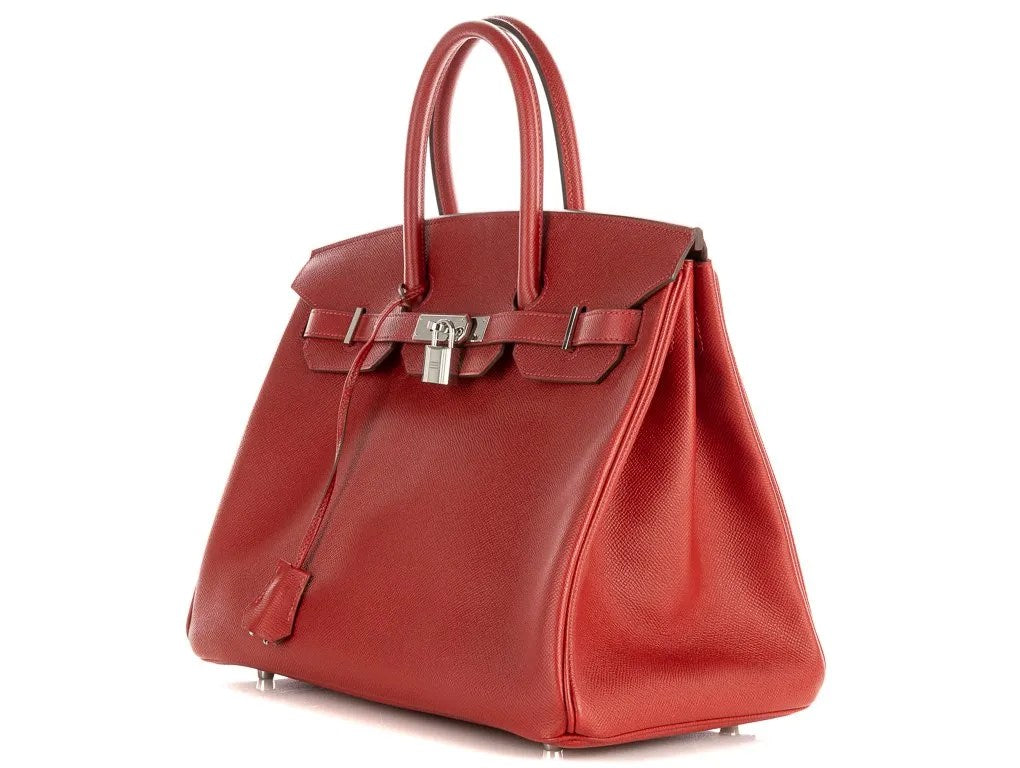 Hermès Birkin 35 Rouge Epsom Leather Handbag with Palladium Hardware