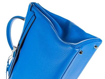 Hermes Kelly 35cm  Electric Blue Togo Leather Handbag with Palladium Hardware