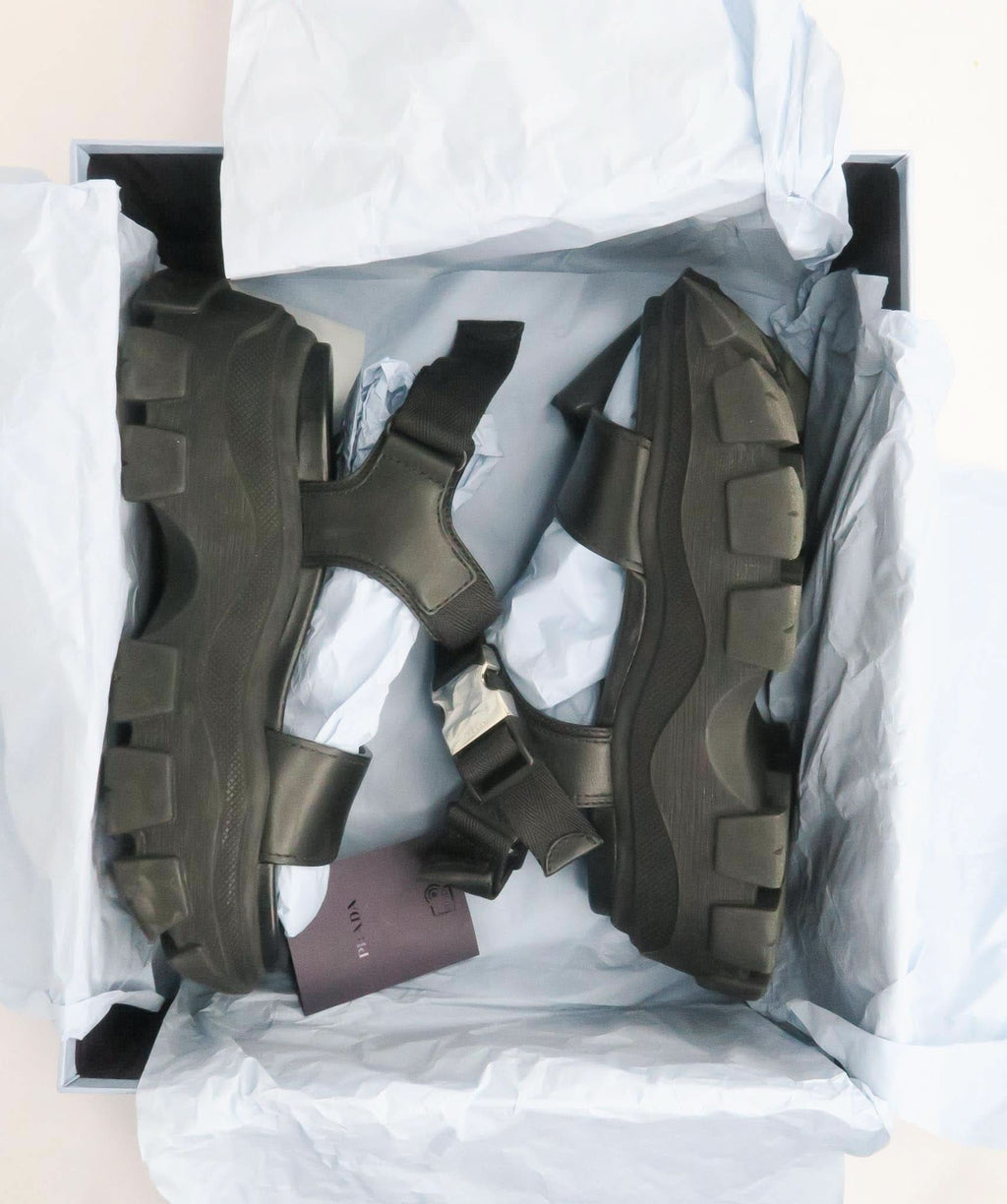 PRADA Black Pegasus Block leather-trimmed sandals EU 39 UK 6