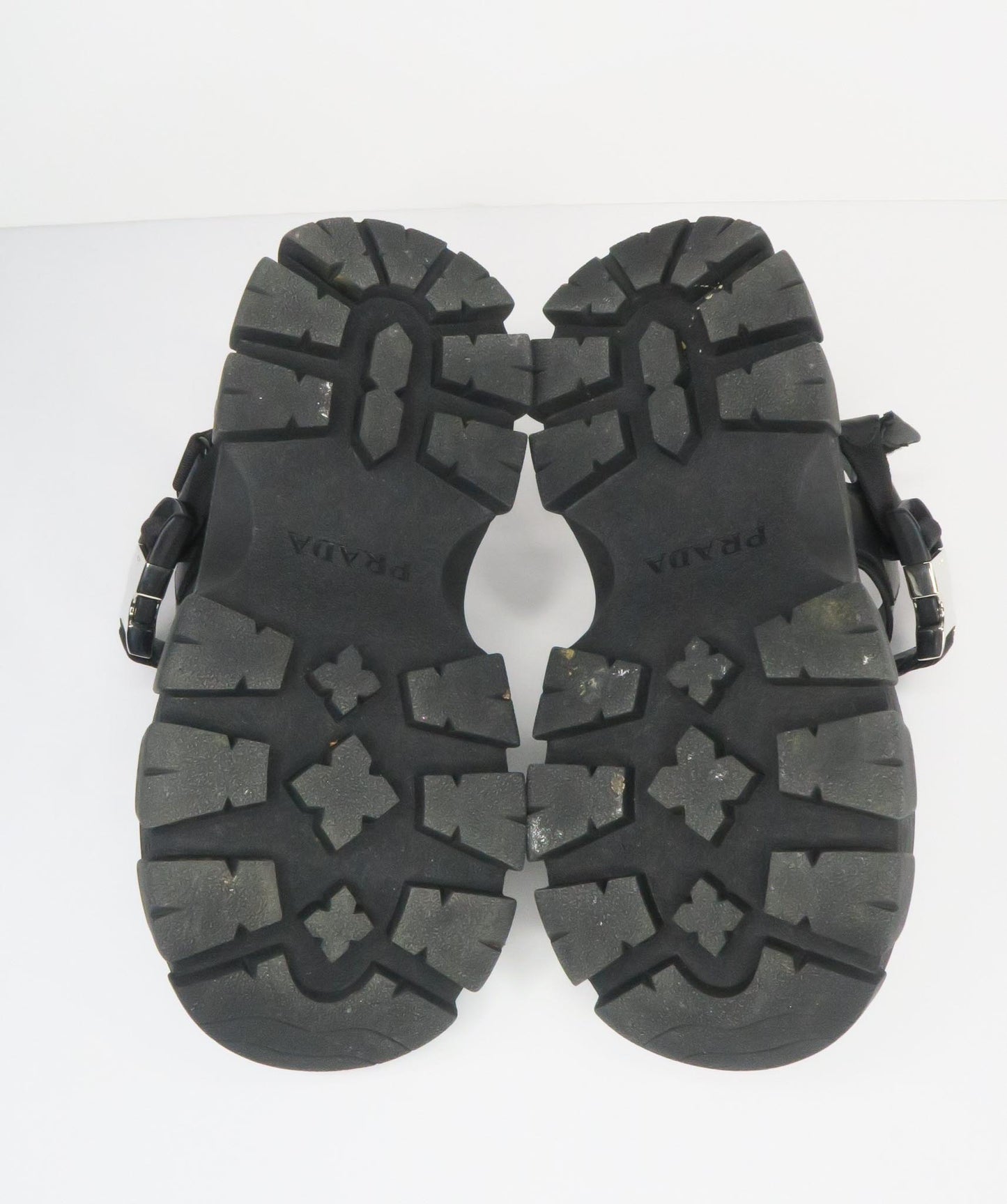 PRADA Black Pegasus Block leather-trimmed sandals EU 39 UK 6