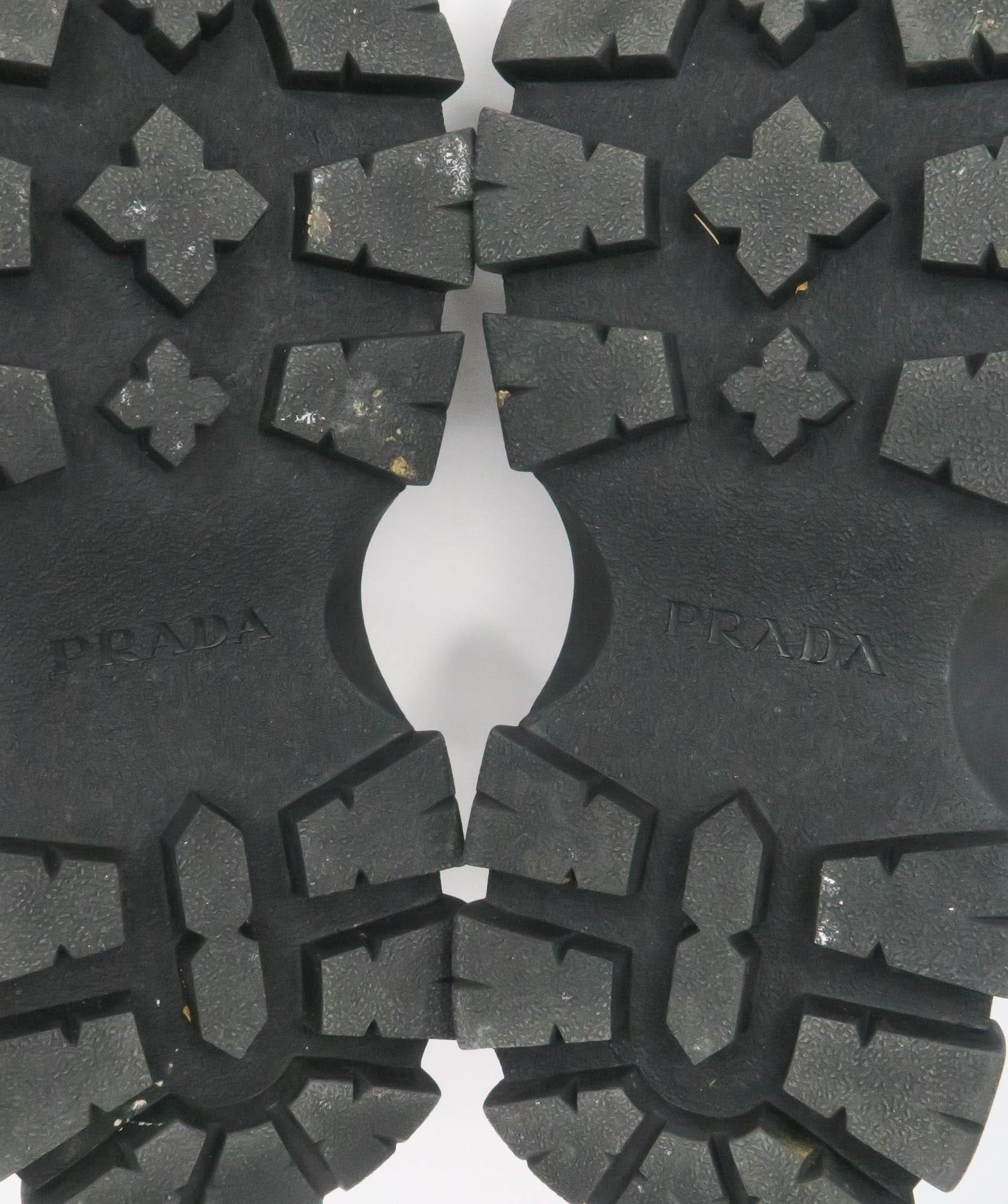 PRADA Black Pegasus Block leather-trimmed sandals EU 39 UK 6