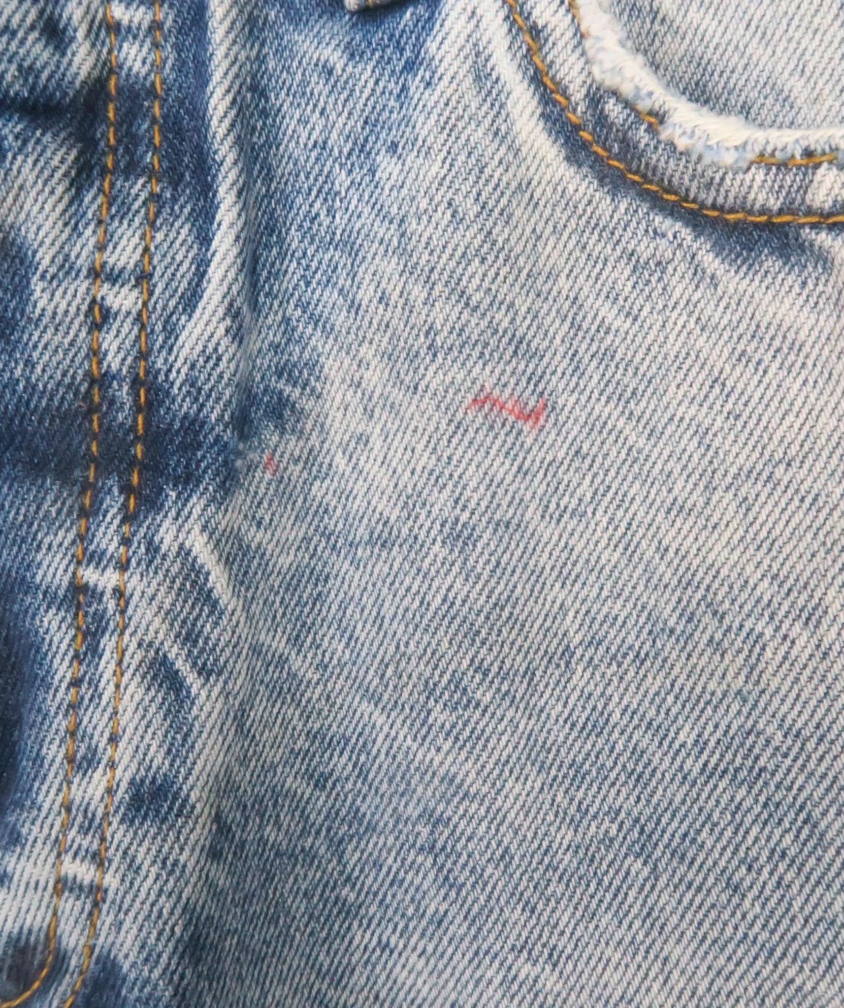 Boyish Light Wash Slightly Ripped Denim Straight Leg Jeans UK W26