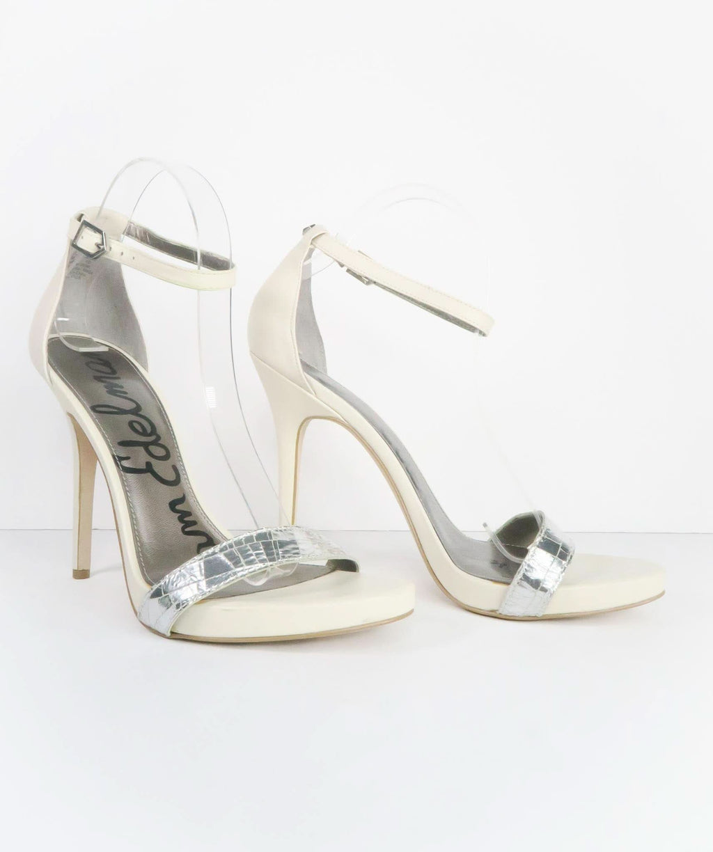 Sam Edelman white silver strap heels EU 40 UK 7