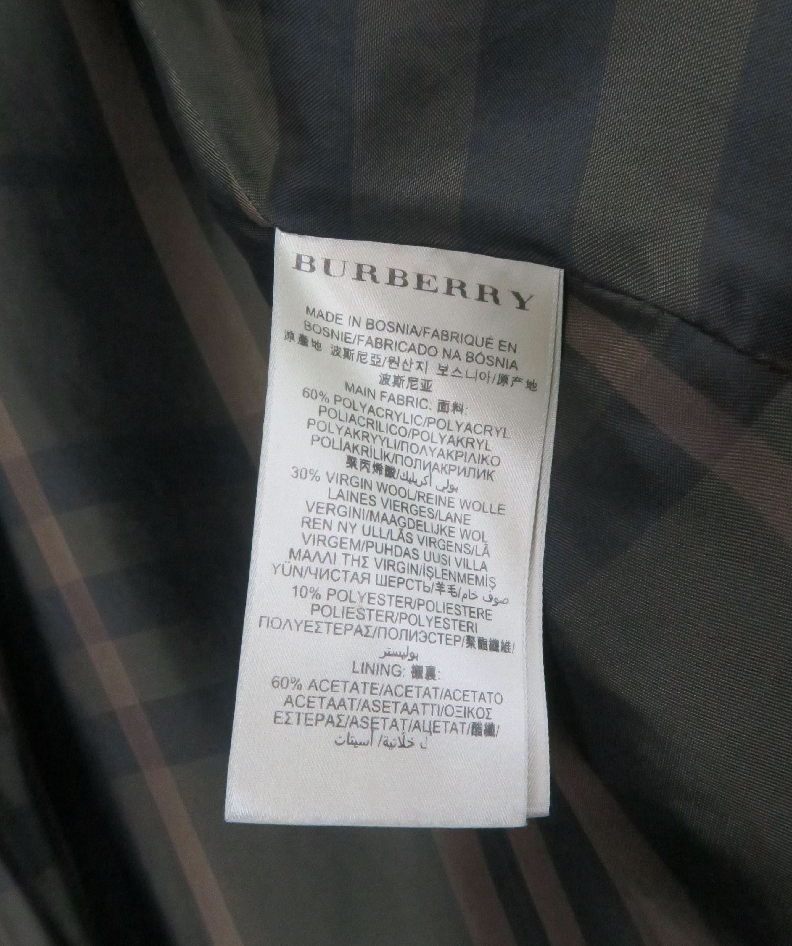 BURBERRY Black/Gold Metallic Wool Blend Double Breasted Coat UK 6