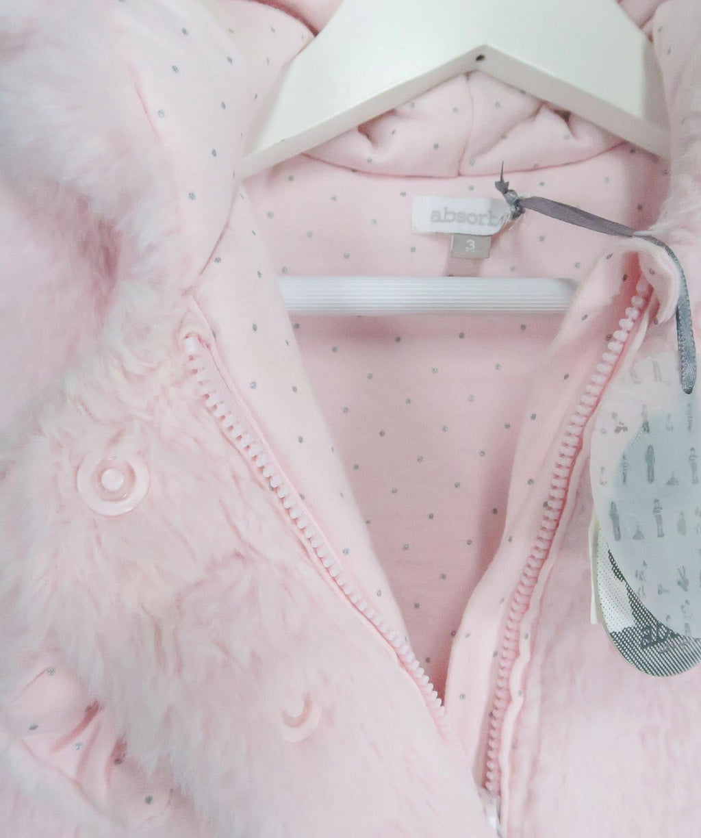 ABSORBA Pink Faux fur coat with bow UK 3mths