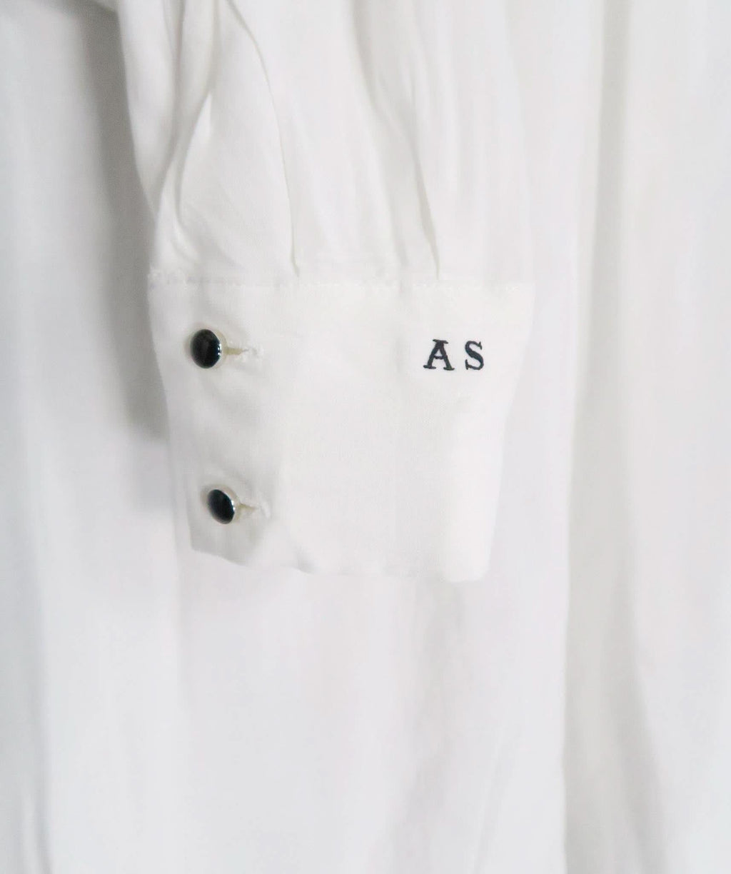 BELLE EPOQUE WHITE KEYHOLE HIGH NECK BLOUSE WITH "A S" CUFF DETAIL UK 8