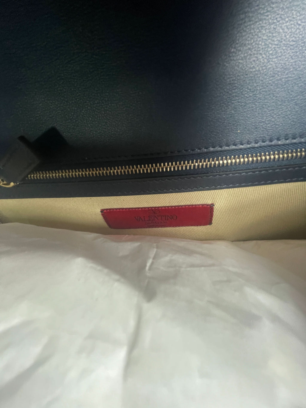 Valentino Garavani Blue Medium Rockstud Glam Lock Flap Bag