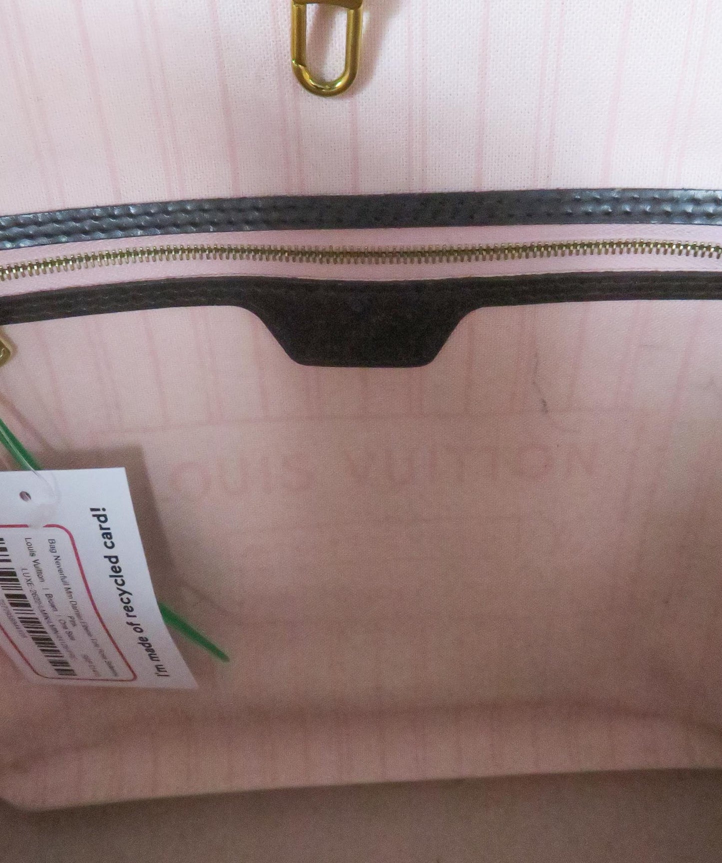 Louis Vuitton Brown Bag Neverfull Mm Damier Ebene Tote Rose Ballerine Pink