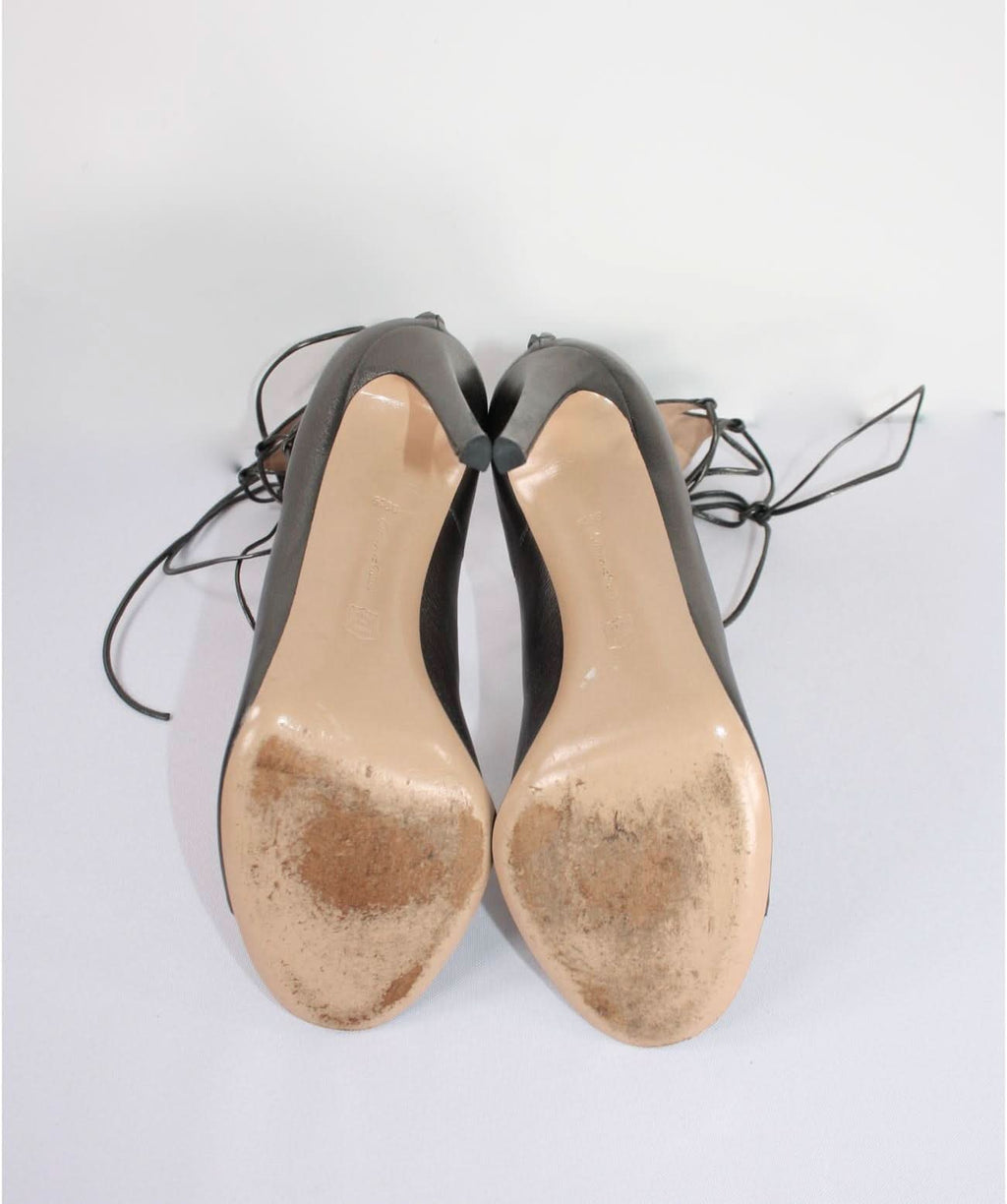 GIANVITO ROSSI Silvery Grey Metallic Lace Up Gladiator Heels UK6.5 EU39.5 - Ebloggers