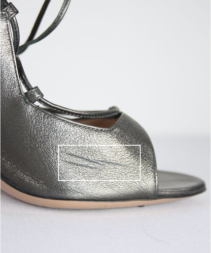 GIANVITO ROSSI Silvery Grey Metallic Lace Up Gladiator Heels UK6.5 EU39.5 - Ebloggers