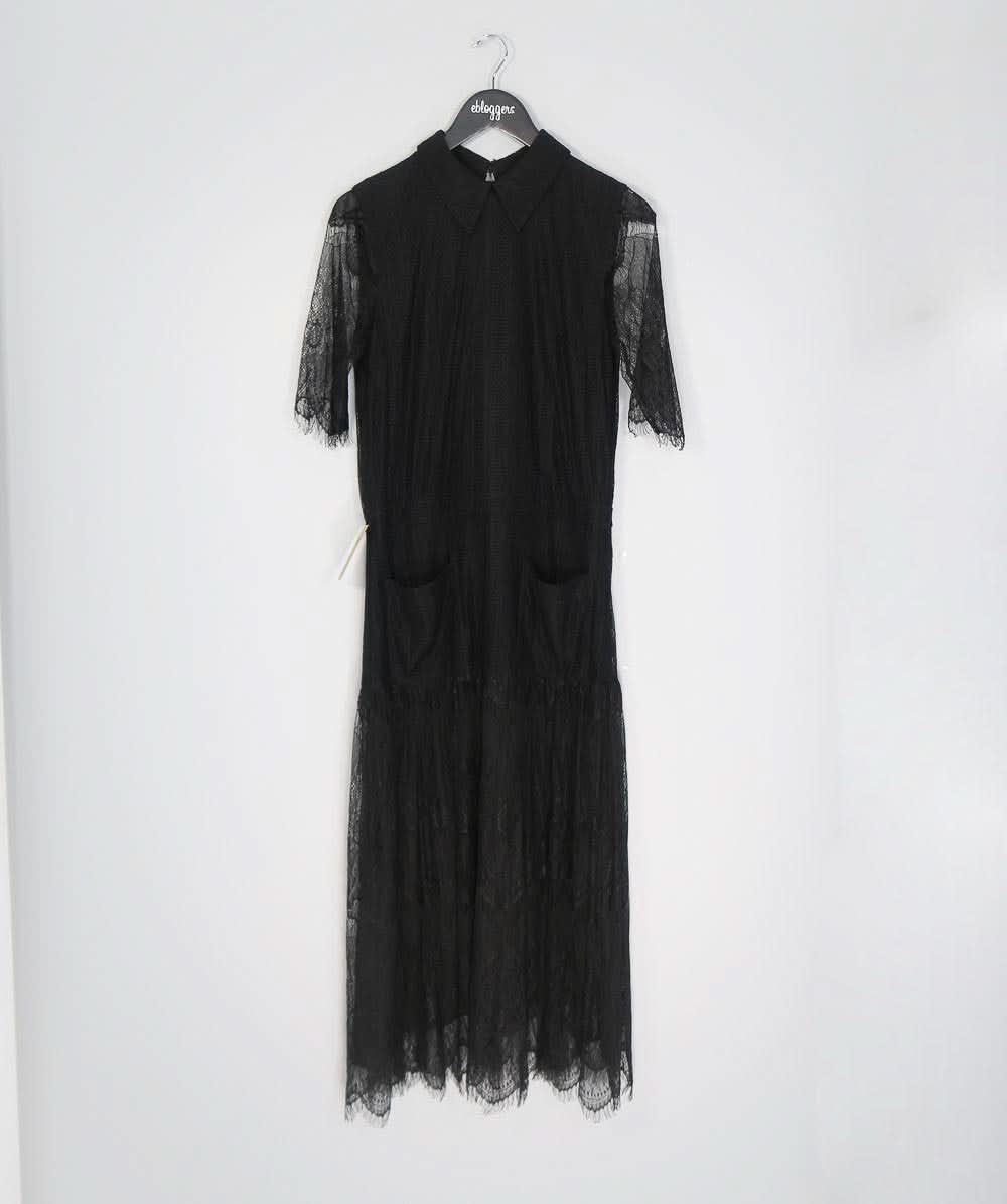 DAY BLACK LACE COLLAR MAXI DRESS UK 8 EU 36