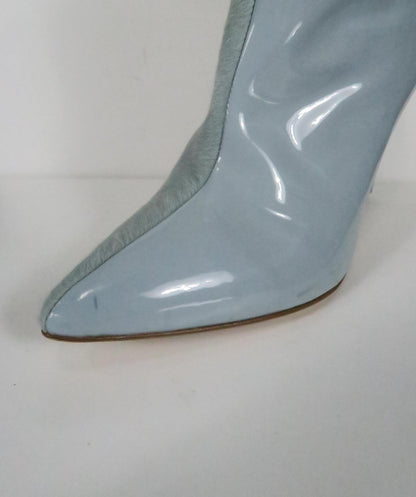 Rosamund Muir Grey Patent / Calf Hair Paulina Silver Boots Uk 5 Eu 38 UK 5 EU 38 👠