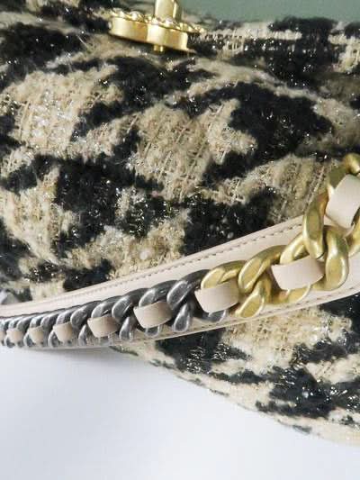 Chanel 19 Black / Beige Tweed Maxi Flap Bag