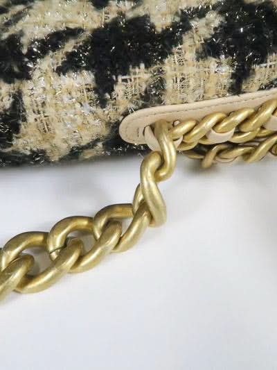 Chanel 19 Black / Beige Tweed Maxi Flap Bag
