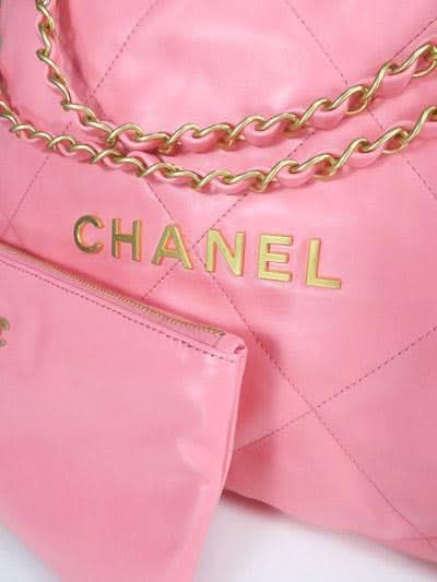 Chanel Coral Pink Calfskin Quilted 22 Bag With Pouch