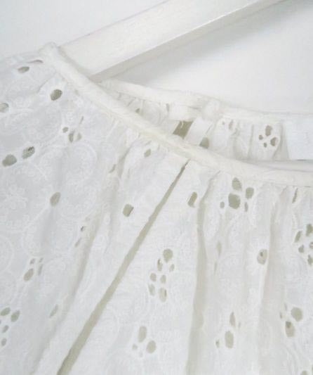 Raquette White Broderie Drop Waist Dress UK S