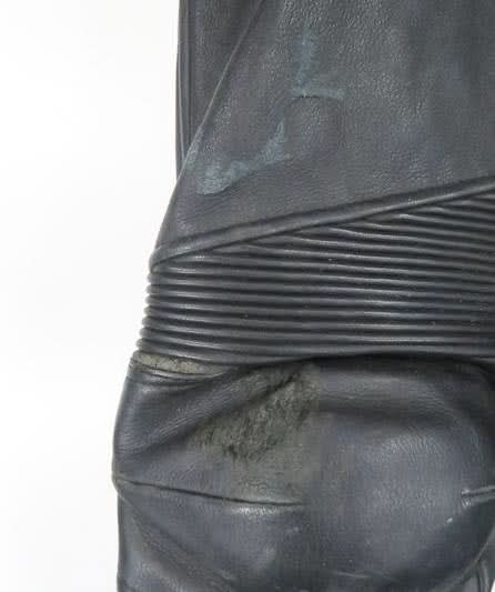 Goto High Performance Gear Black Leather Ribbed Padded Motor Cycling Trousers UK L