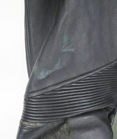 Goto High Performance Gear Black Leather Ribbed Padded Motor Cycling Trousers UK L