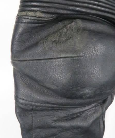 Goto High Performance Gear Black Leather Ribbed Padded Motor Cycling Trousers UK L