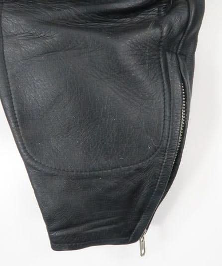 Goto High Performance Gear Black Leather Ribbed Padded Motor Cycling Trousers UK L