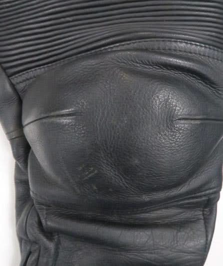 Goto High Performance Gear Black Leather Ribbed Padded Motor Cycling Trousers UK L