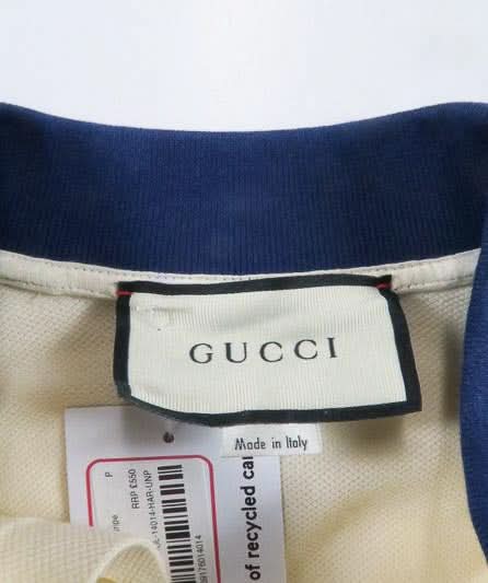 Gucci Cream Polo Shirt With Interlocking G Stripe UK S