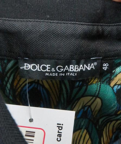 Dolce & Gabbana Black Feather Polo Shirt UK M