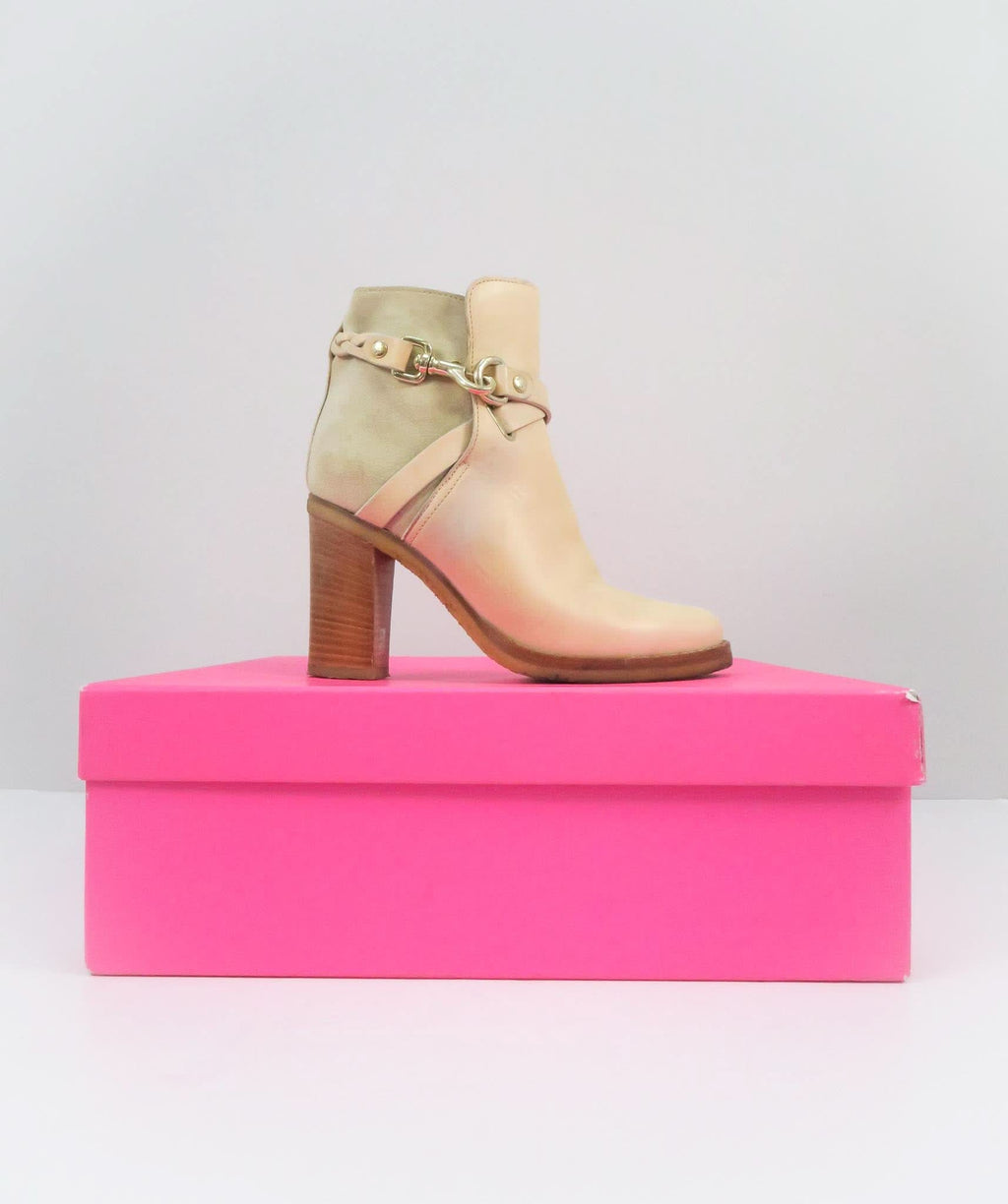 MULBERRY BEIGE DORSET SUMMER LEATHER AND SUEDE ANKLE BOOTS UK 3